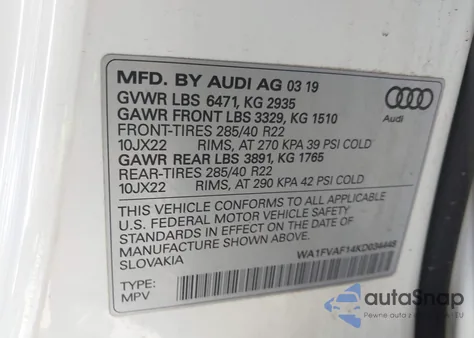 2019 Audi Q8 55 Premium from USA, damaged, VIN WA1FVAF14KD034448